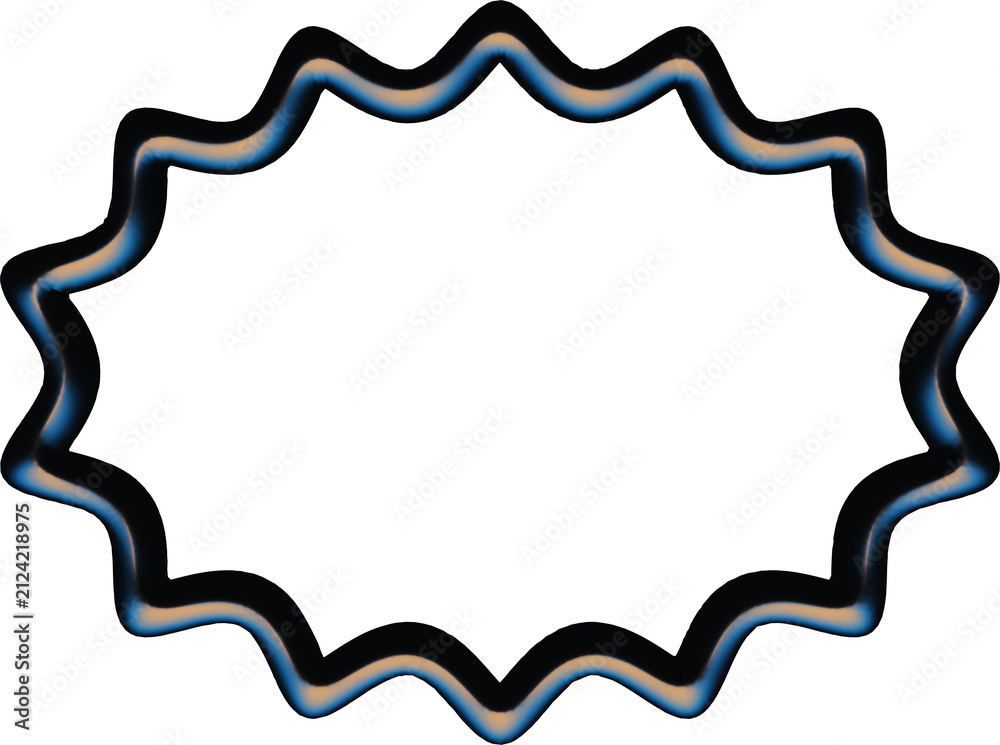 Fototapeta premium Abstract Gradient 3D Wavy Edge Oval Frame Starburst Background