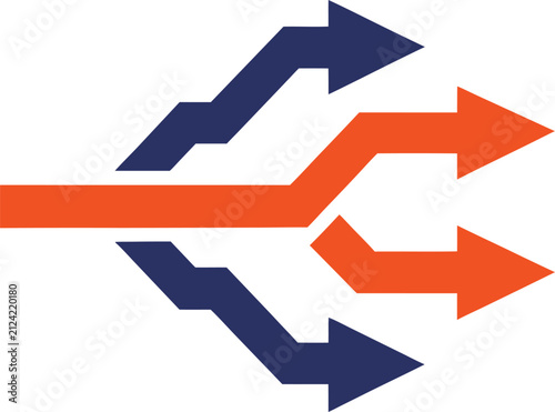 a group of arrows pointing in different directions, symbolizing change and movement