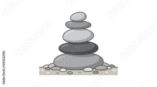 Canvas Print Stacked zen stones on rocky beach ground