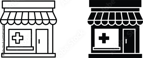 Pharmacy medical shop store icon set vector illustration