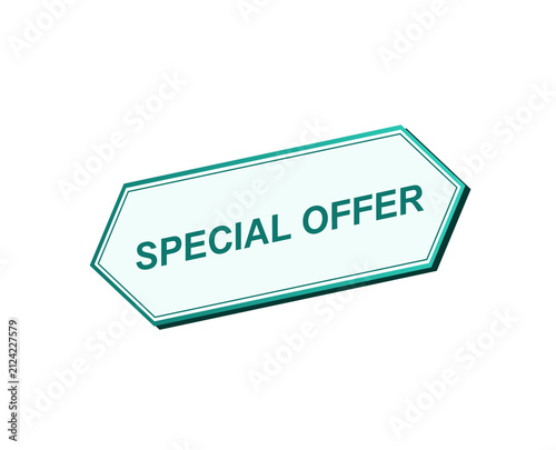 Glowing neon special offer sign isolated on a black background