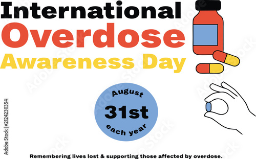 International Overdose Awareness Day graphic with pills and bottle