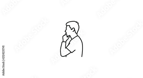 Obraz na plátně Line drawing of a person with hands clasped white background