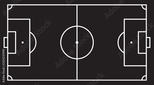 Flat top down view of a professional football field layout illustration