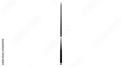 Pool cue with detailed handle and tip black and silver silhouette