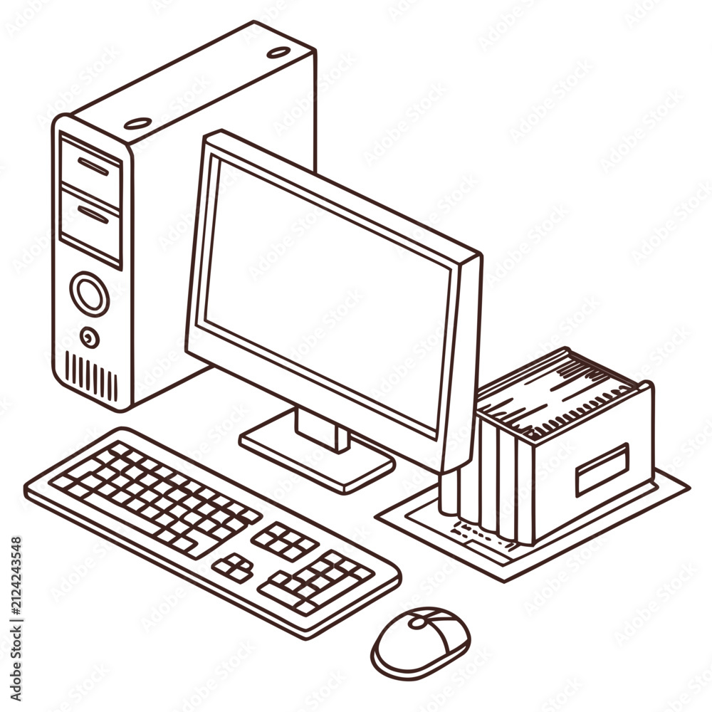 Fototapeta premium Desktop computer setup with monitor keyboard and mouse