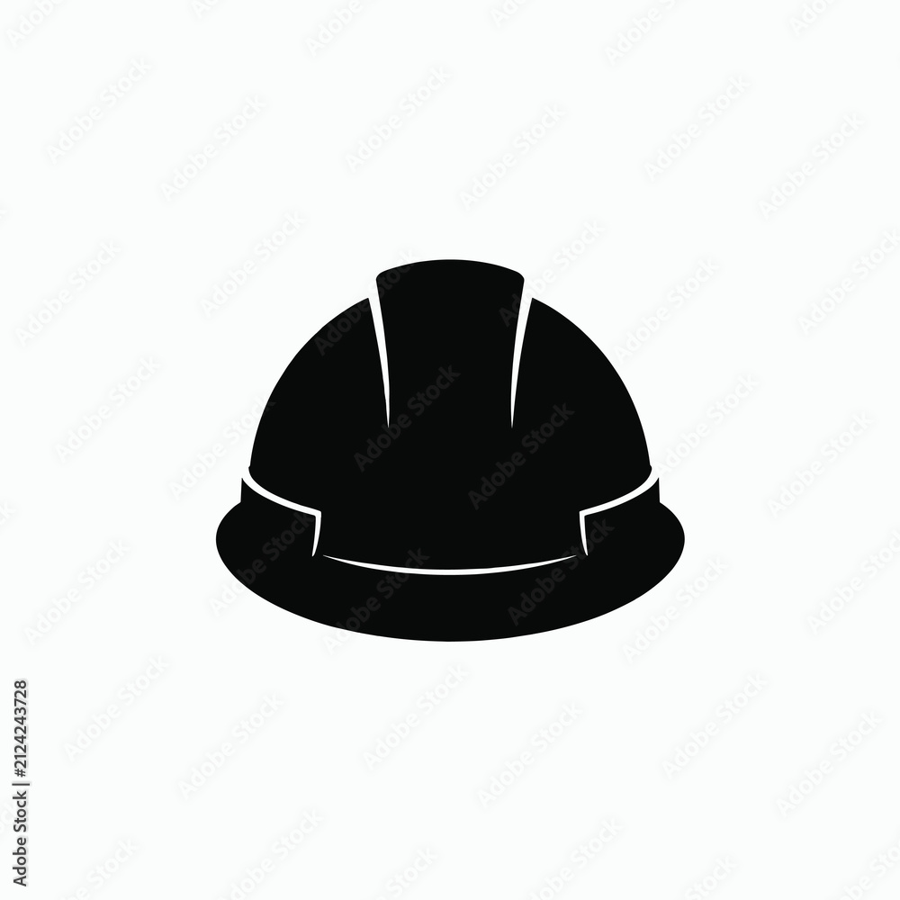 Fototapeta premium Black Hard Hat Silhouette Icon Vector