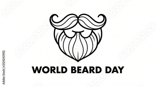 World Beard Day black white logo beard mustache illustration facial hair pride celebration tradition culture grooming heritage global awareness unity masculinity   generative ai