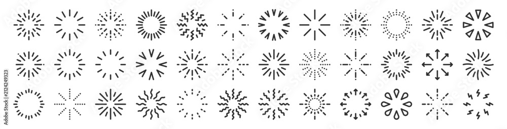 Obraz premium Collection of hand-drawn abstract burst and starburst graphic elements