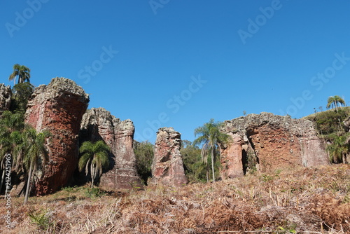 Arenitos  no parque estadual Vila Velha em Ponta Grossa no Paraná
