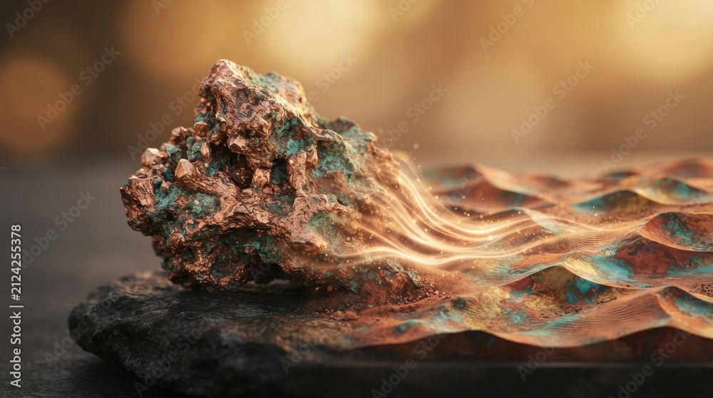 Obraz premium Raw copper ore specimen with metallic particles