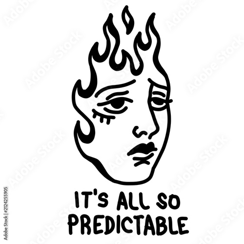 Foto Edgy burning face art, predictable quote.