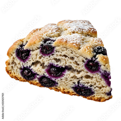 Delicious slice of blueberry crumb cake isolated on transparent background