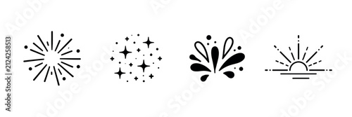Sparkle Sunburst Starburst Sunrise Burst Line Icon Set Vector Illustration