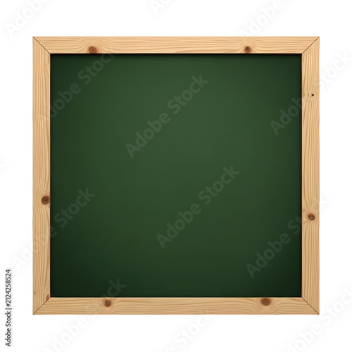 Clean blackboard with green chalkboard surface isolated on transparent background