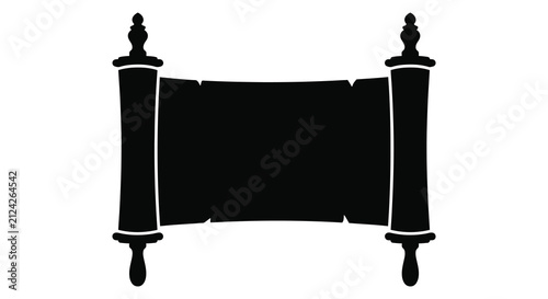 Obraz na plátně Scroll With Finials Silhouette On White Background