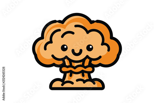 Cute Cartoon Mushroom Cloud Explosion Illustration