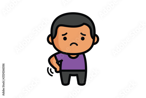 Sad Cartoon Man Suffering from Lower Back Pain Illustration