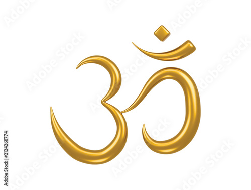 Foto golden om symbol icon 3d render illustration isolated transparent background