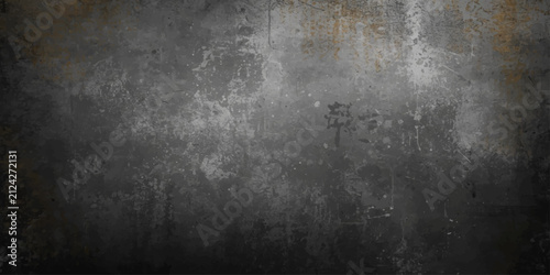 Obraz na płótnie A dark, textured, weathered concrete wall with a gritty, distressed surface, evoking a sense of urban decay and industrial grit