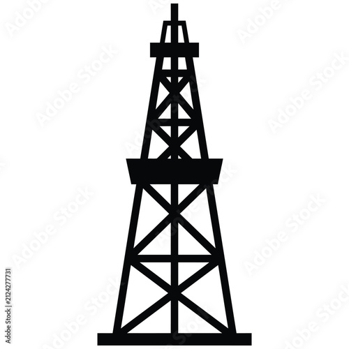 Photography Oil rig structure silhouette on white background  industrial icon