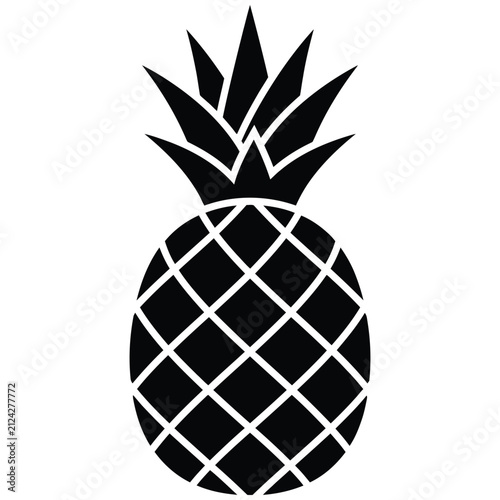 Simple black and white illustration of a whole pineapple fruit icon