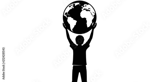 Foto Silhouette of a person holding up the planet Earth globe.