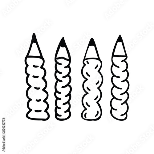 Doodle Pencil Elements Back To School Supply Elements rocket shape Clipart Design
