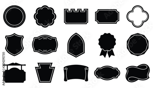 Vintage badge and label frame collection with retro emblem borders, Classic decorative badge template set for branding, Packaging, Sticker