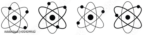 Fotografie Atom Model Structure with Electrons Science Physics Icon for Atomic Research, Ch