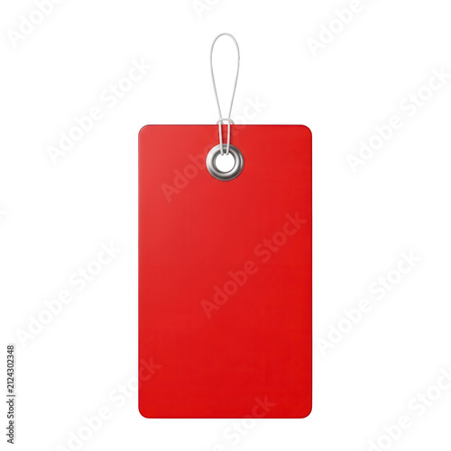 Blank Red Rectangular Price Tag isolated on transparent background