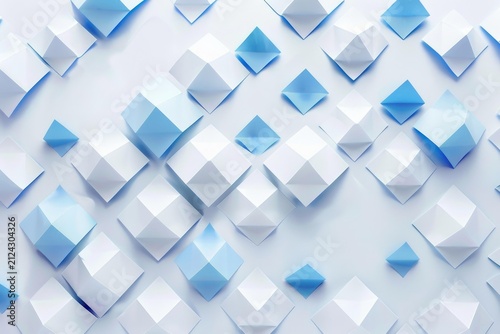 Intriguing background featuring light blue and white origami shapes creating a modern, geometric pattern