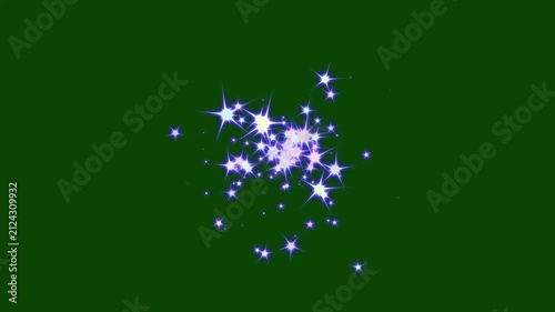 Luxury glittering colorfull particles with sparkling star burst, bright blue glow animation, seamless festive motion graphics, on dark green screen background professional 4K effects