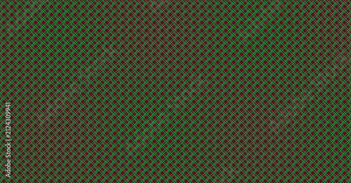 Abstract geometric pixel art pattern with red and green accents