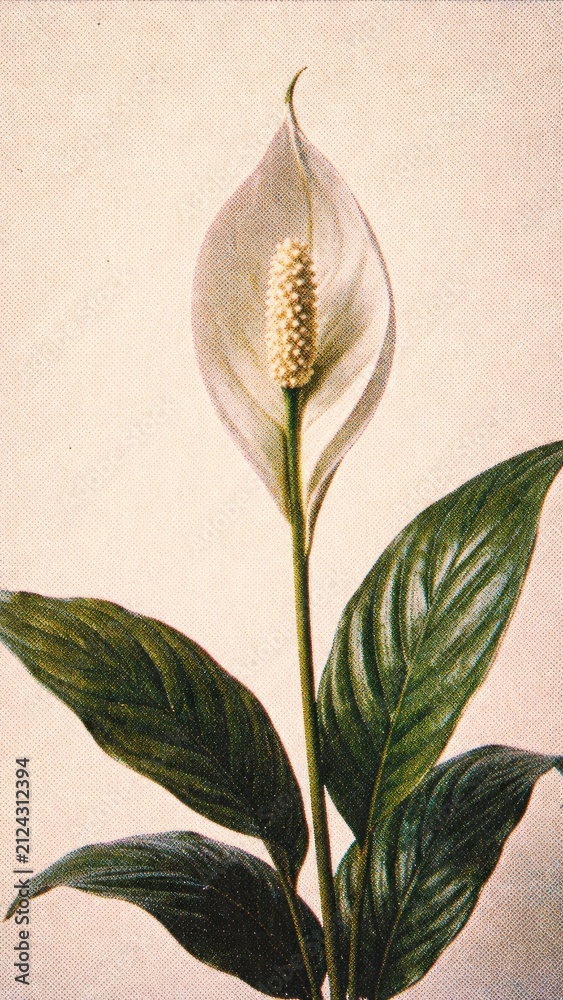 Fototapeta premium Elegant peace lily illustration wallpaper for mobile