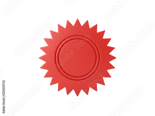 Red wax seal isolated on white. Official certificate stamp for document authentication.