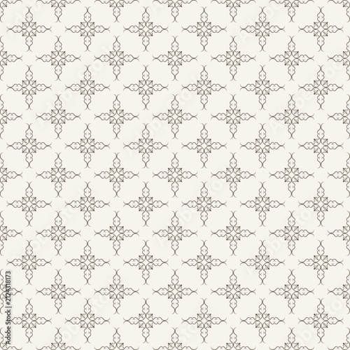 Delicate calligraphic star vector seamless pattern. Light taupe filigree geometric motifs repeating on cream linen background, Ideal for cottagecore wallpaper, nursery textiles, organic bedding