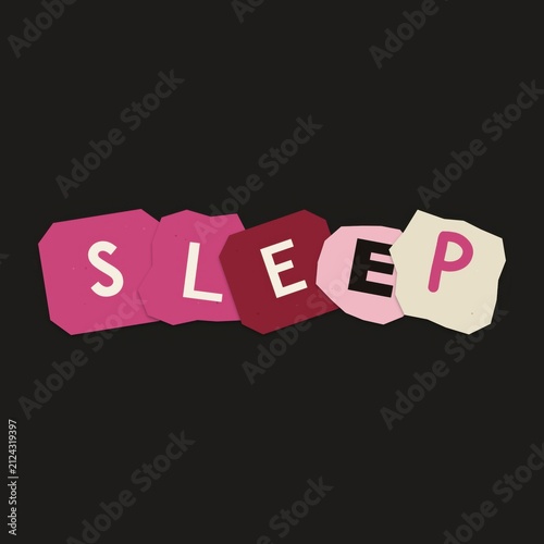 Sleep word made of colorful cut paper letters
