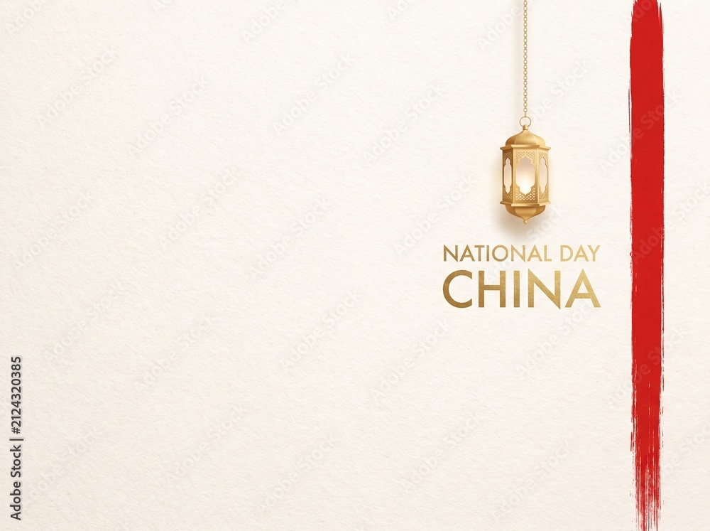 Obraz premium Minimalist chinese new year background featuring a traditional golden lantern and red tassel on white
