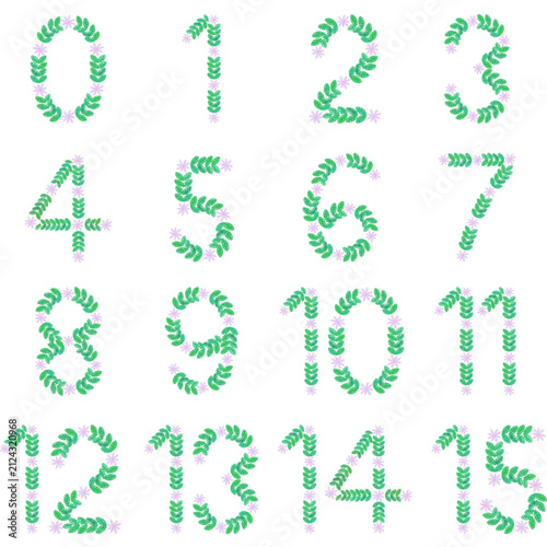 Botanical Floral Numbers 0 to 15 Set