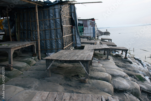 Photography Empty Riverside Platform Along the Ganges River
