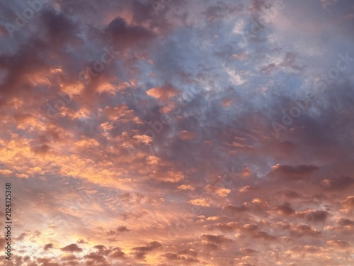 fantastic orange cloudy sky after the sunset