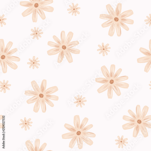 Hand Drawn Gentle Floral Daisy Pattern Design