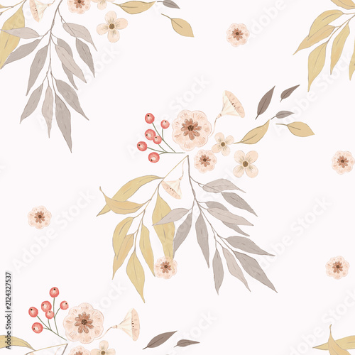 Hand Drawn Sketched Floral Pattern Design