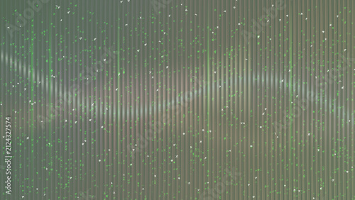 Digital matrix background with falling green characters and distorted wave.