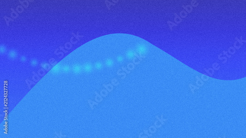 Abstract blue wave background with dotted line and grain texture.