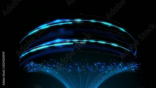 Blue Fiber Optic Stream, High speed data flow light glow Futuristic Digital Network Trails Technology Background