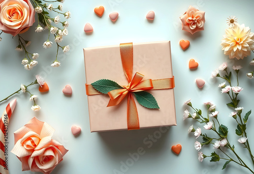 Peach gift box with orange ...