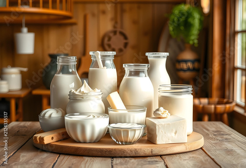 Assortment of fresh dairy p...