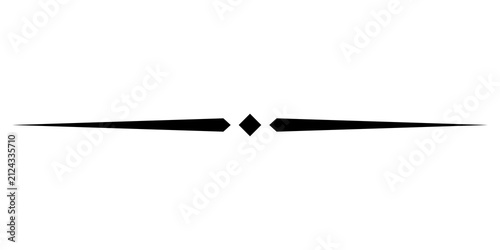 Картината върху платно Black decorative line divider with a diamond shape in the center